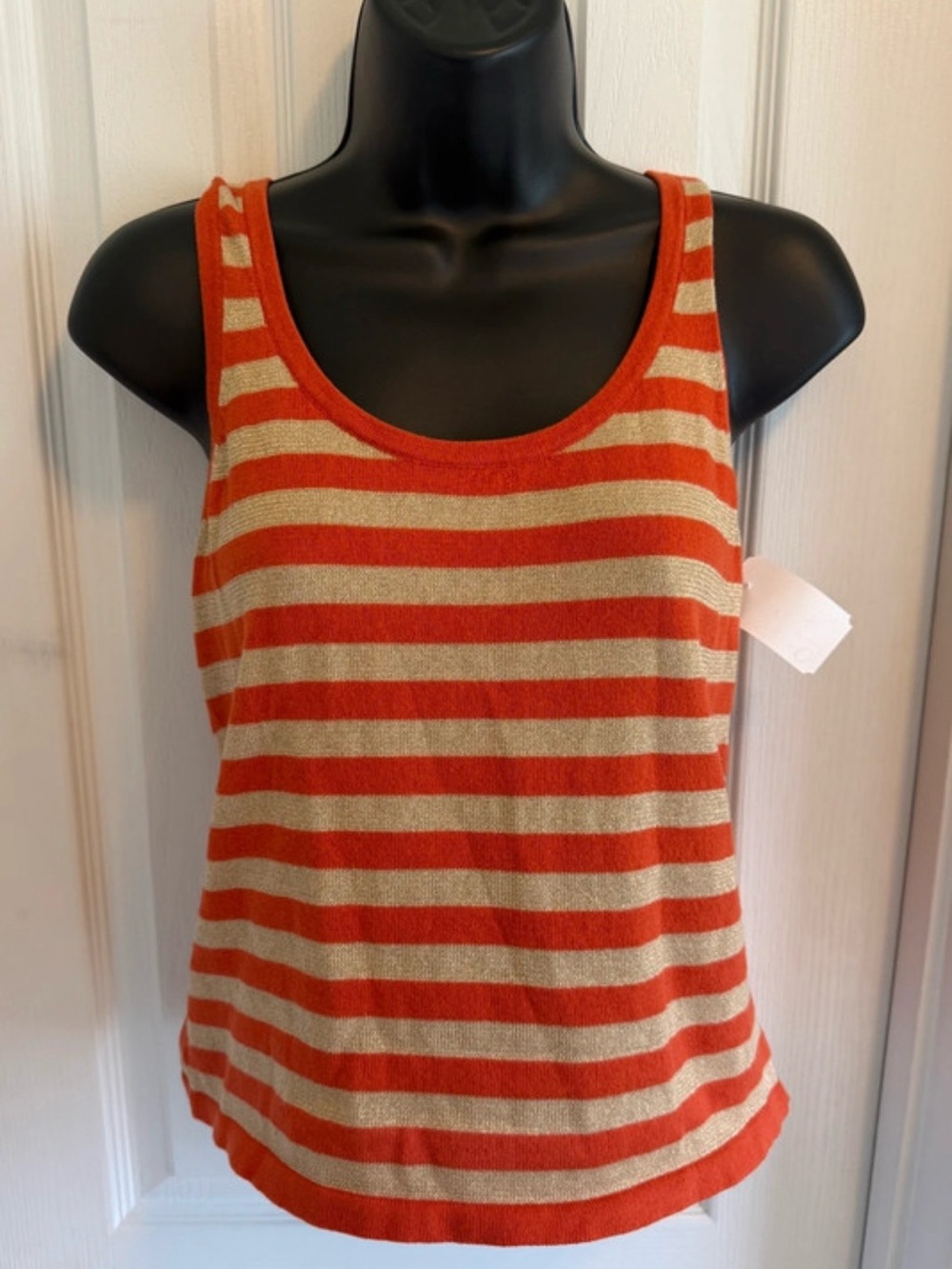 Michael Kors Striped Orange and Gold Tank Top